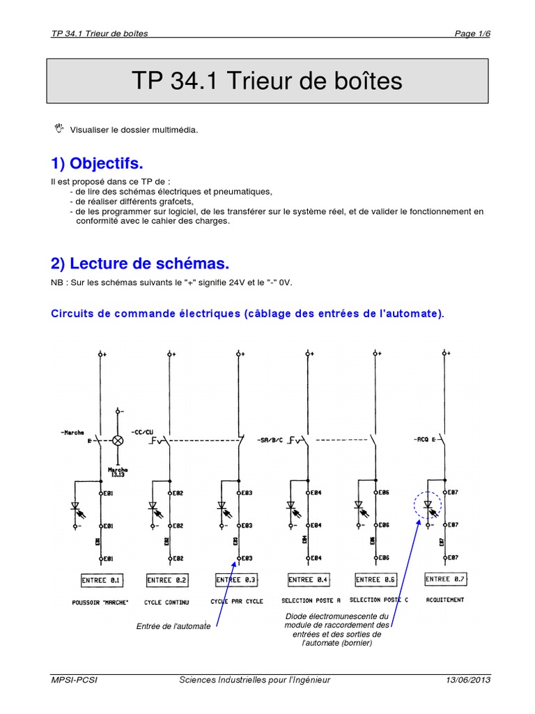 Dans Les Schemas Electriques Automobiles Que Signifi Aa Et Cc TP 34.1 Trieur de Boîtes | PDF | Interrupteur | Biens manufacturés