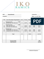 Ceramics: M/S. Fawad Ahmed Invoice No: Company: Date: Metter Rate Amount