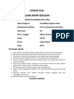 PENDEK UNTUK SOAL UJIAN]Dokumen tersebut berisi lembar soal ujian akhir sekolah mata pelajaran Pendidikan Agama Islam. Judul singkat yang saya rekomendasikan adalah:[SOAL UAS PAI