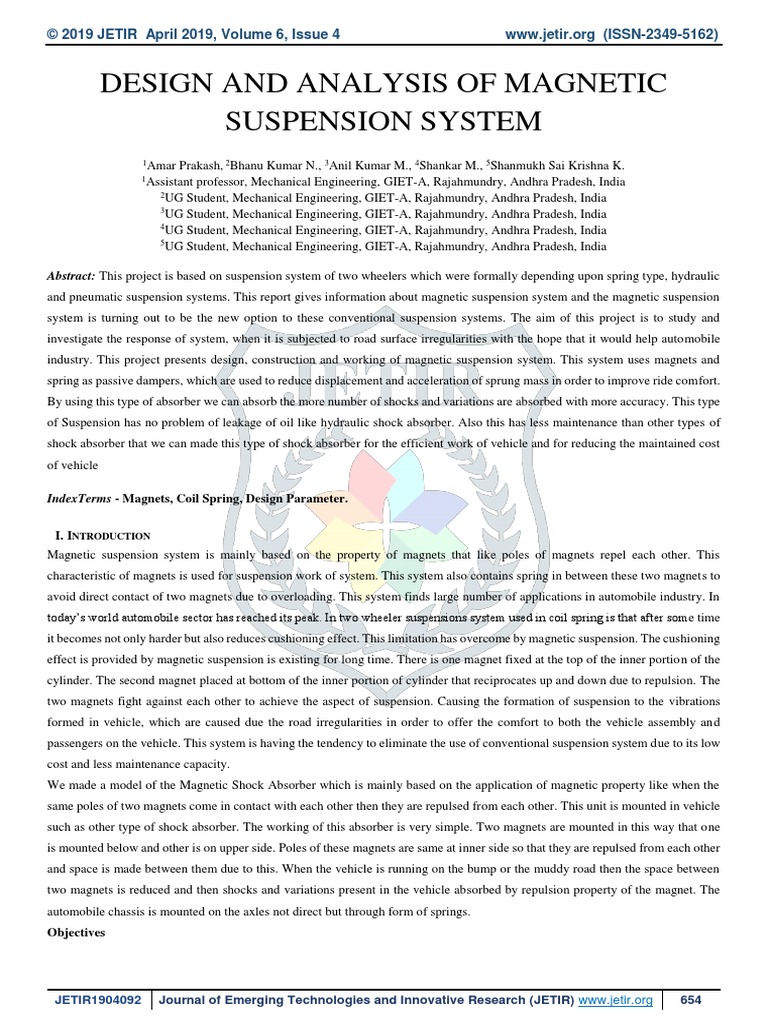 Design and Analysis of Magnetic Suspension System | PDF | Strength Of ...