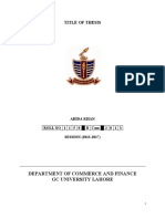Title of Thesis: Department of Commerce and Finance GC University Lahore