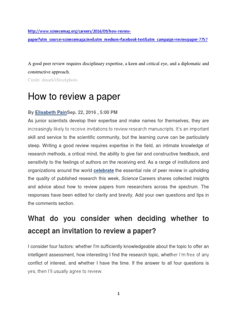 How To Review A Paper | PDF | Academic Journal | Statistics