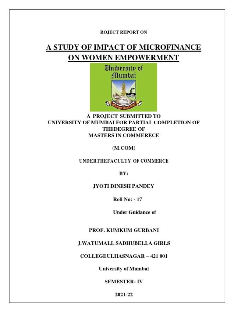 Impact of Microfinance on Women Empowerment | PDF | Microfinance ...