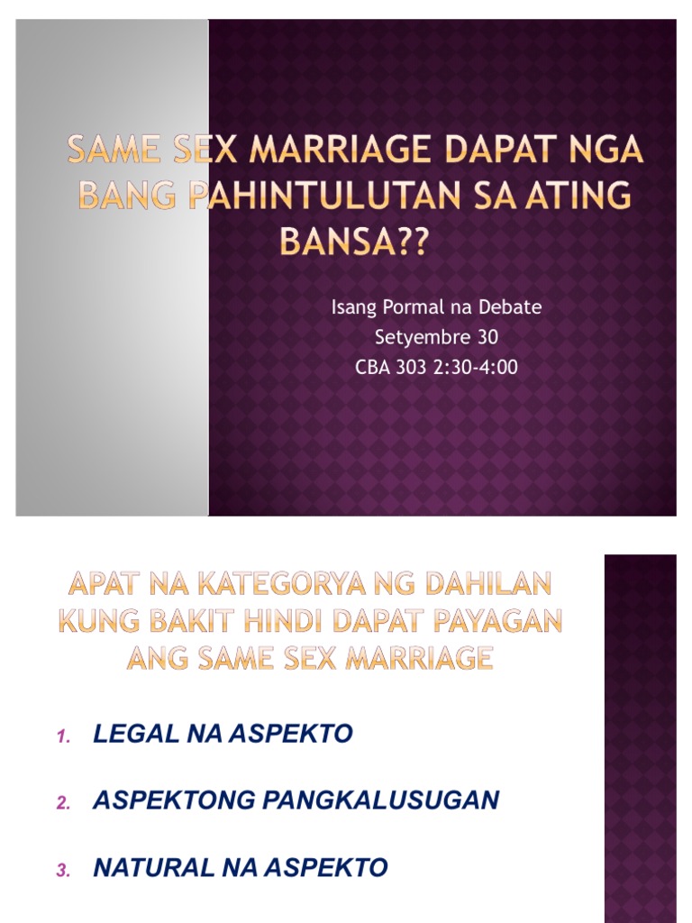 Same Sex Marriage Dapat Nga Bang Pahintulutan Sa | PDF