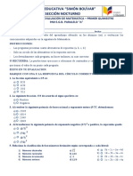 Evaluación de Matemática - Primer Quimestre 9N0 EGB Paralelo A