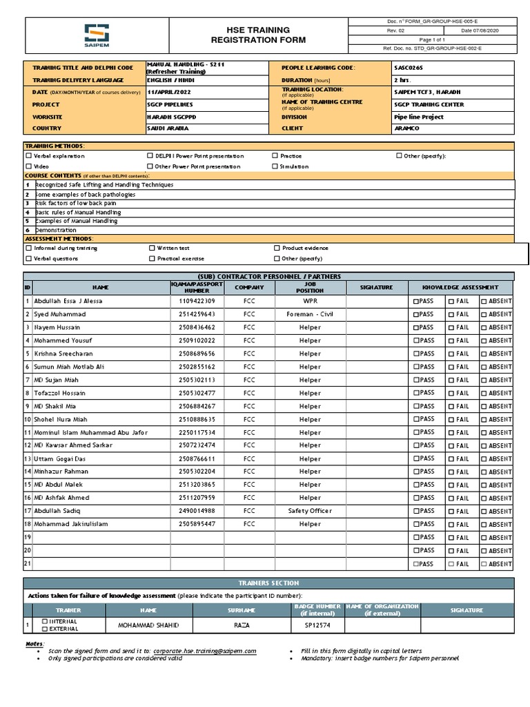 Manual Handling - Team S | PDF