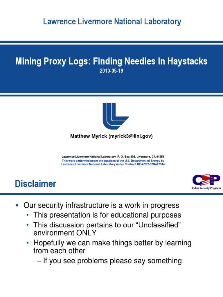 Mining Proxy Logs for Network Security | PDF | Proxy Server | World ...