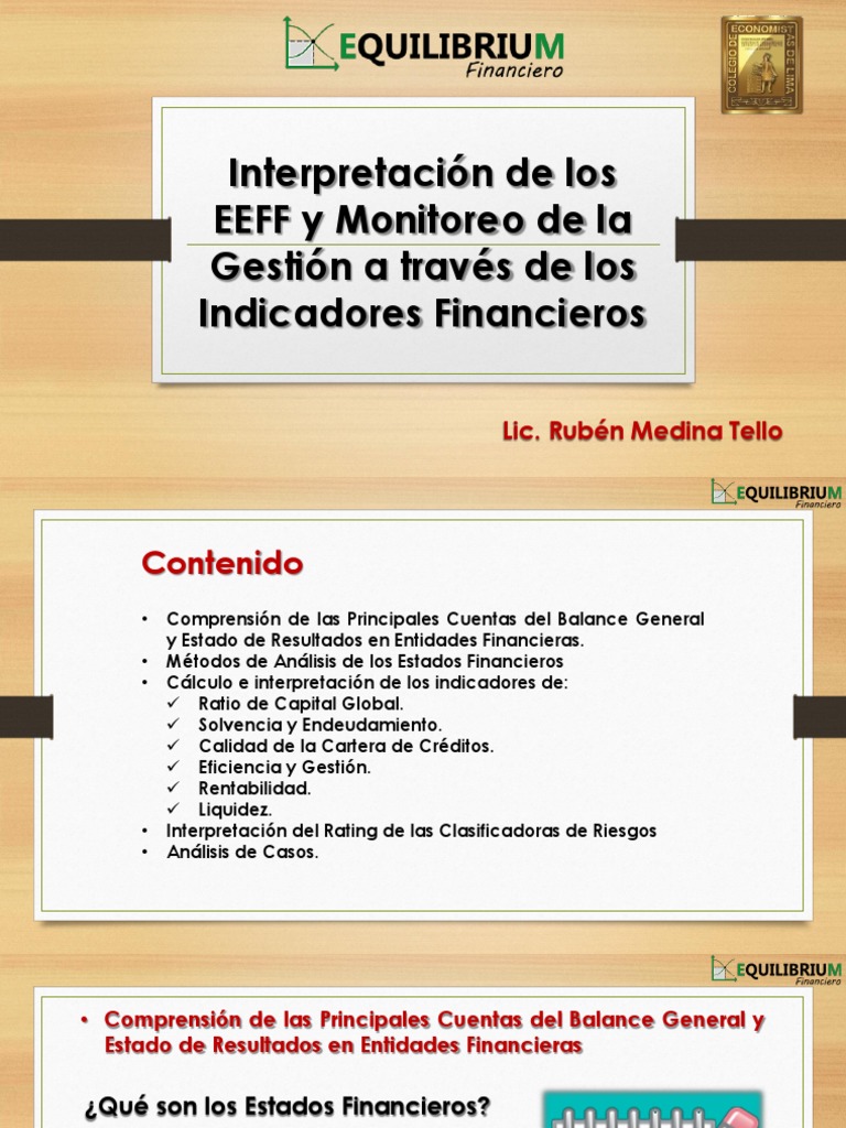 Interpretacion de Eeff y Monitoreo de La Gestion A Traves de Los ...