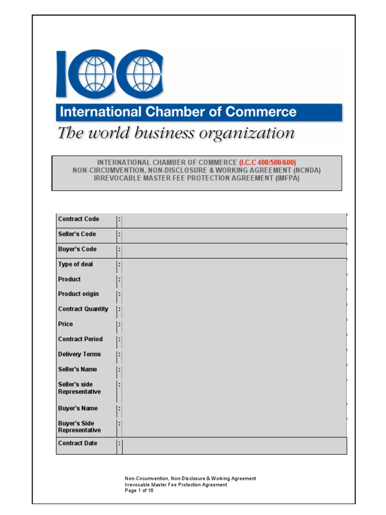 International Chamber of Commerce Non-Circumvention, Non-Disclosure ...
