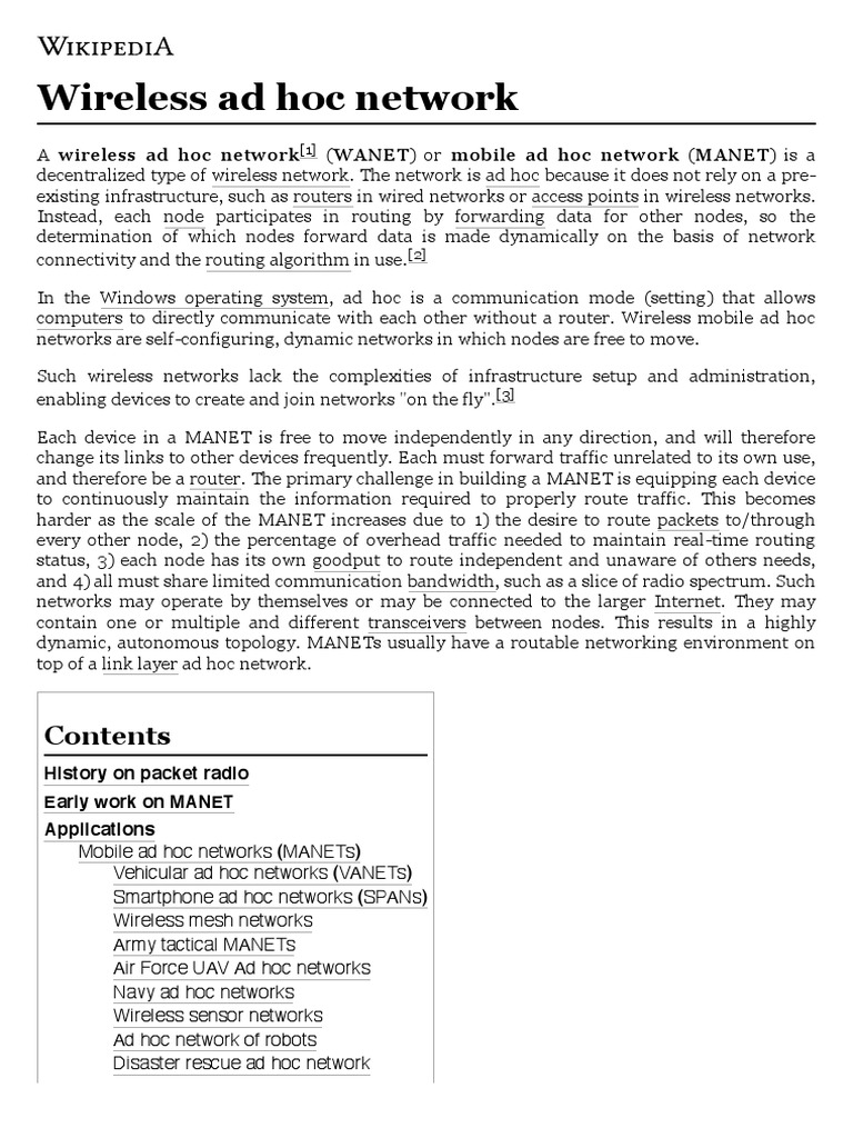 Wireless Ad Hoc Network - Wikipedia | PDF | Wireless Ad Hoc Network ...