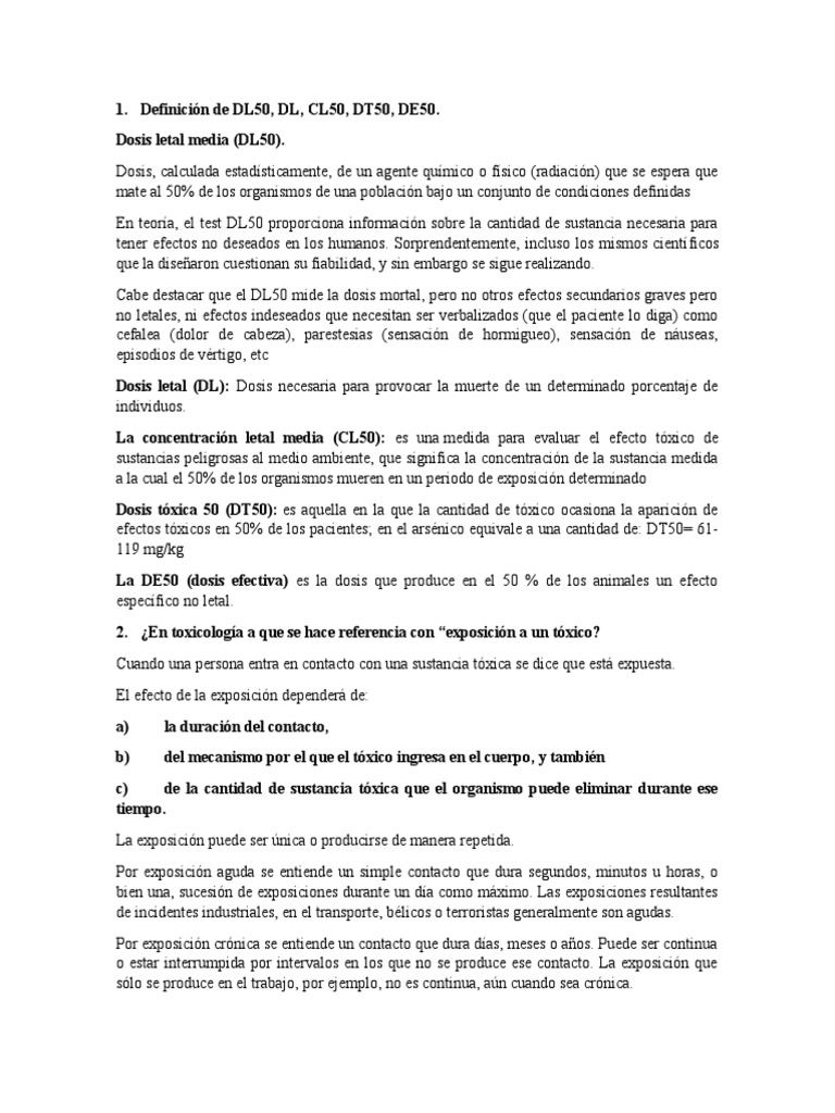 Definición y Uso del DL50 en Toxicología | PDF | Bioquímica | Química