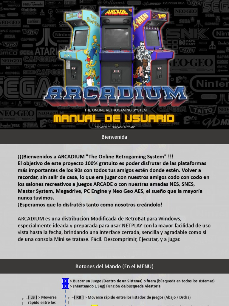 Manual de ARCADIUM 2.0 para RetroBat | PDF | Hardware de la computadora ...