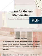 Review For General Mathematics: Prepared By: Eden G. Aniversario, LPT
