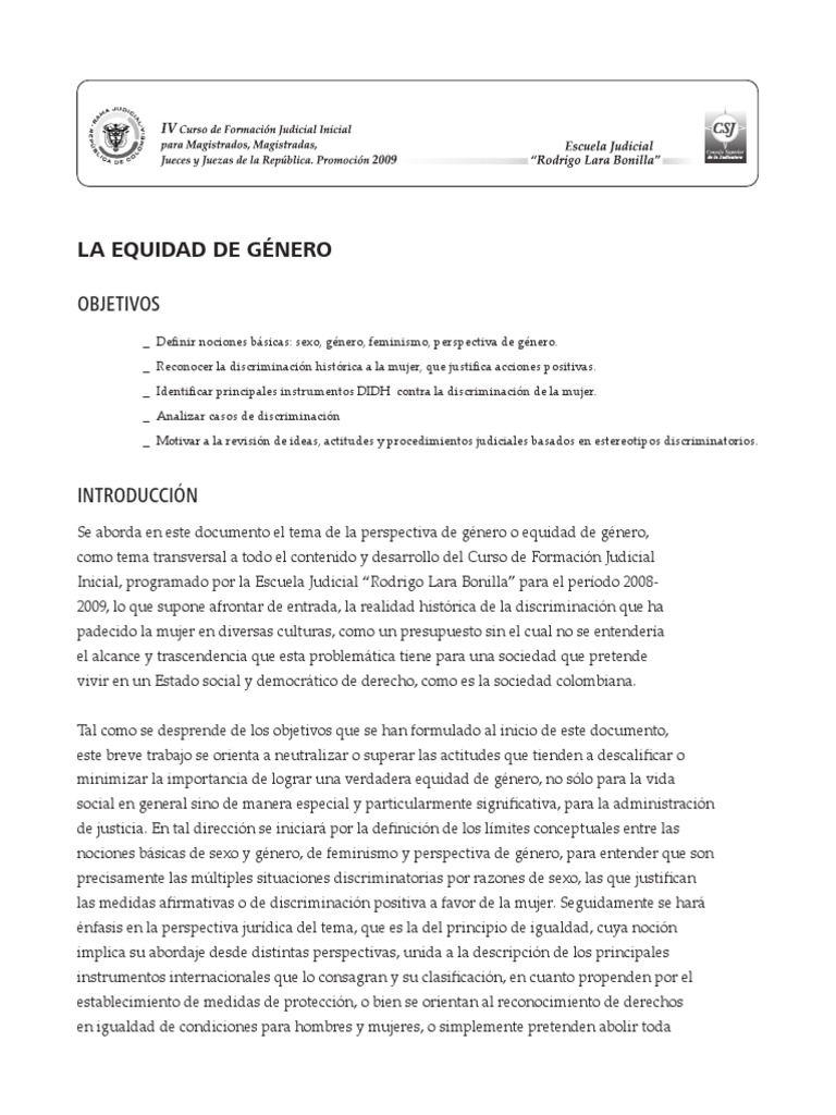 Equidad de Genero | PDF | Discriminación | Estudios de género