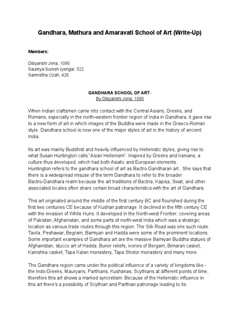 Gandhara, Mathura and Amaravati School of Art (Write-Up) | PDF | Indian ...