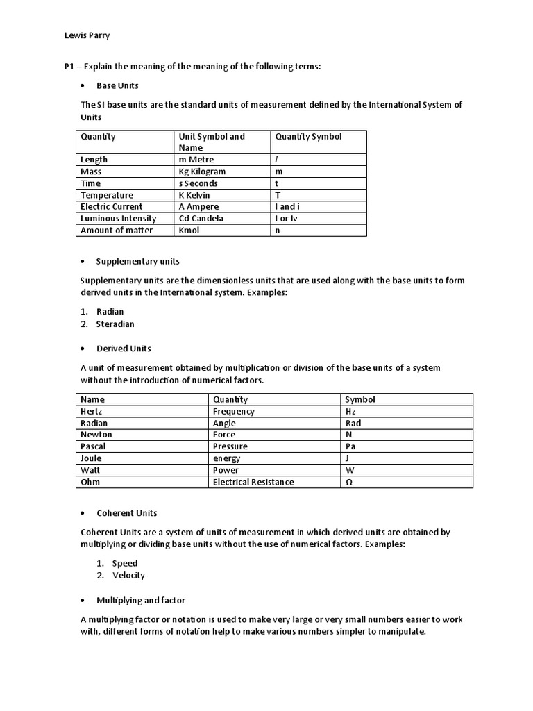 Understanding SI Units and Notation | PDF | International System Of ...