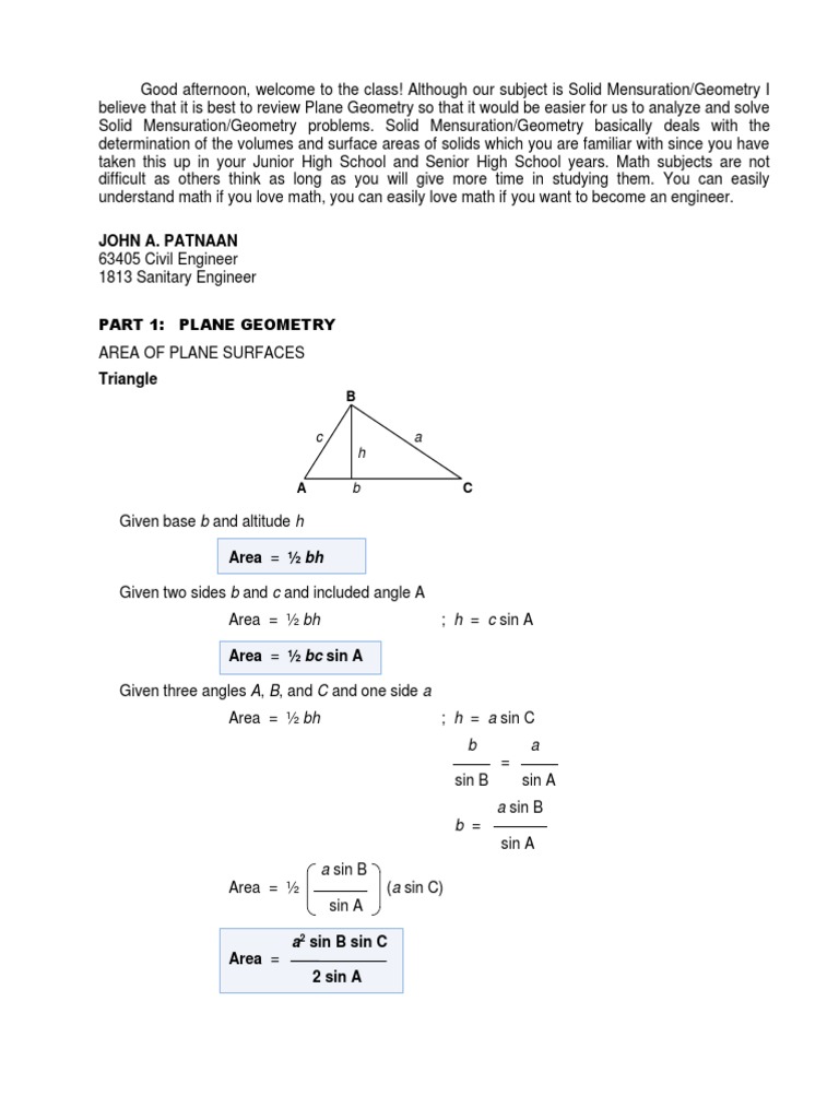 Solid 1 | PDF | Area | Triangle