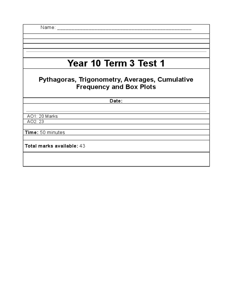 Year 10 Trigonometry Test PDF | PDF | Significant Figures | Triangle
