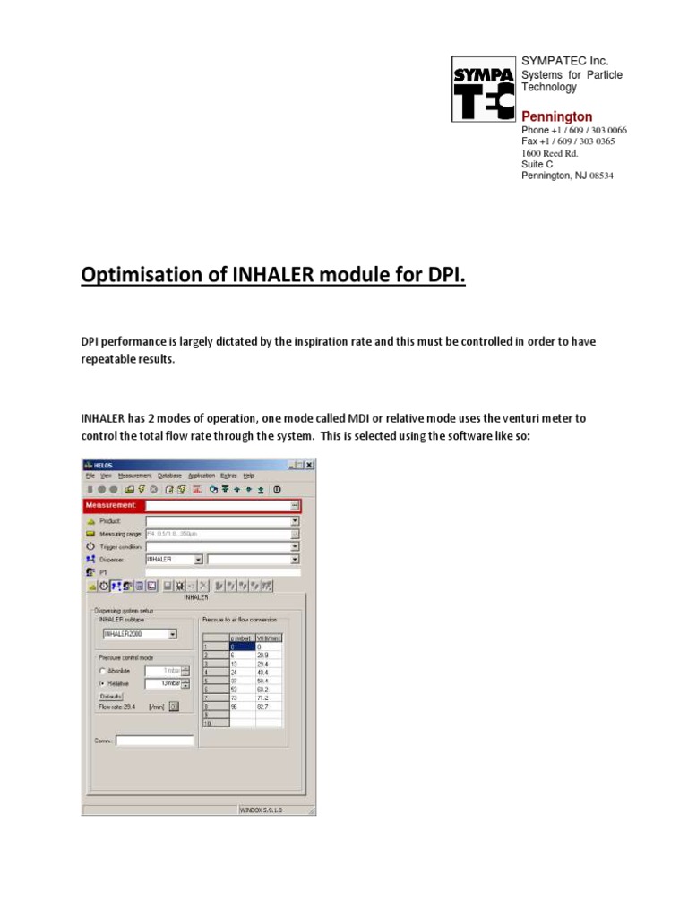 Optimizing DPI Inhaler Module Settings | PDF | Flow Measurement ...