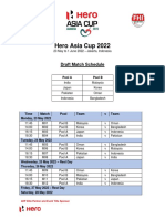Hero Asia Cup 2022: Draft Match Schedule