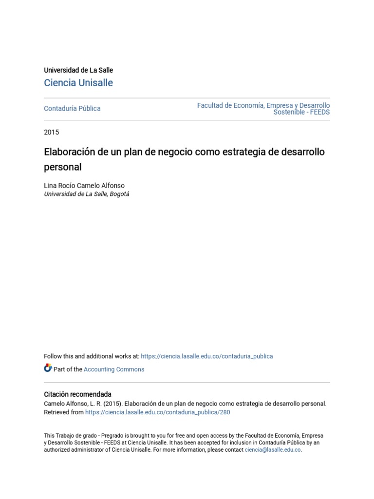 Elaboración de Un Plan de Negocio Como Estrategia de Desarrollo P | PDF ...