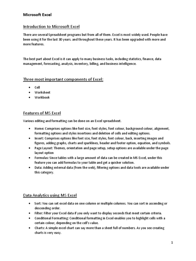 Excel For Data Analytics Pdf