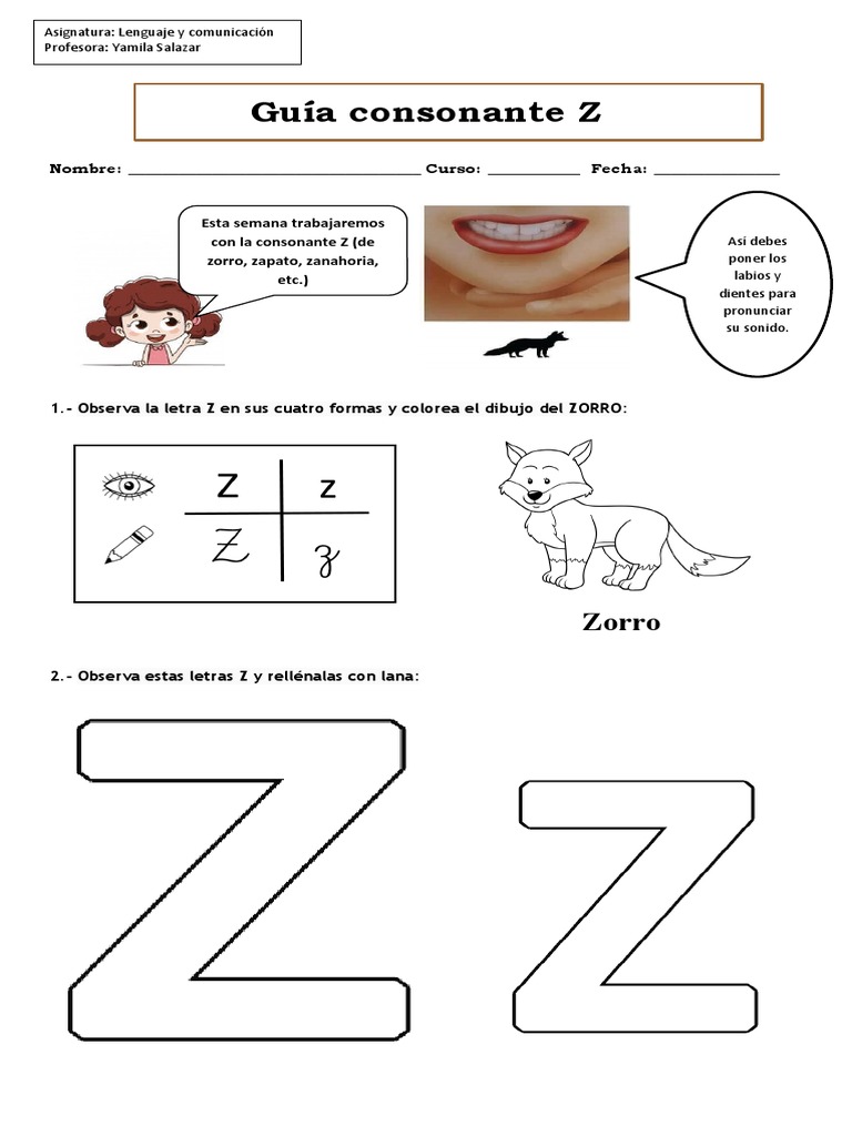 Guía Consonante Z | PDF | Comunicación humana | Lingüística
