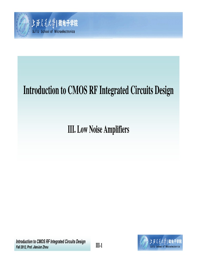 CMOS RF Integrated Circuits: LNA Design | PDF | Cmos | Amplifier