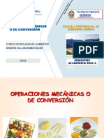 Operaciones mecánicas de conversión en alimentos