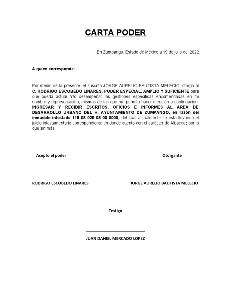 Poder Especial de Rodrigo Escobedo | PDF | Gobierno