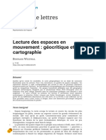 Lecture Des Espaces en Mouvement - Géocritique Et Cartographie