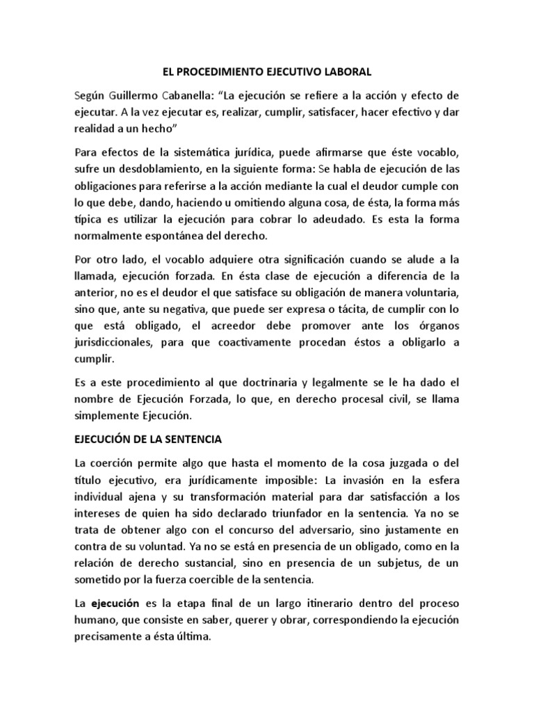 Ejecución Forzada en el Proceso Laboral | PDF | Jurisdicción ...