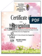 Certificate of Recognition: Ma - Ve Ndett AS. Cala GOS