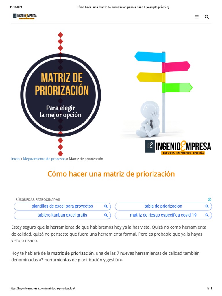 Cómo Hacer Una Matriz de Priorización Ejemplo | PDF | Matriz ...