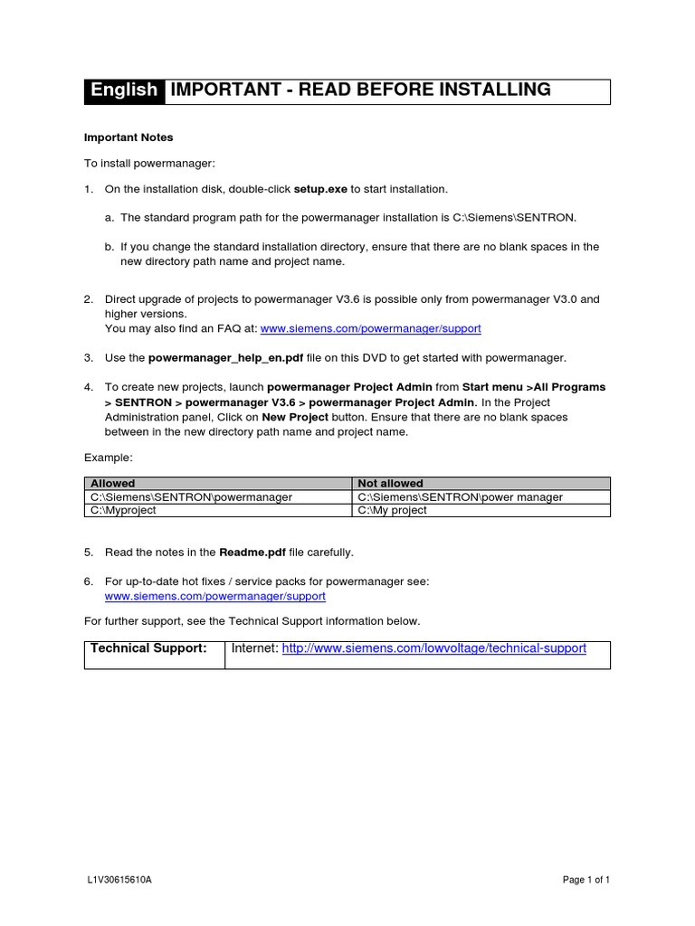 English: Important - Read Before Installing | PDF