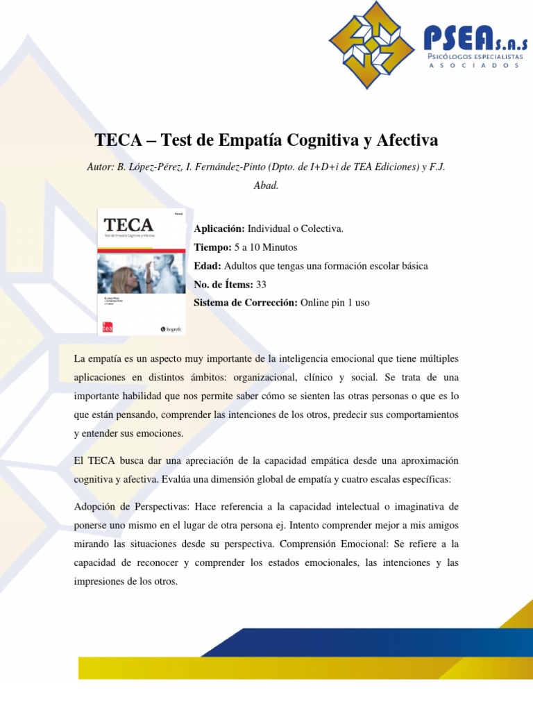 Test TECA de Empatía Cognitiva y Afectiva | PDF