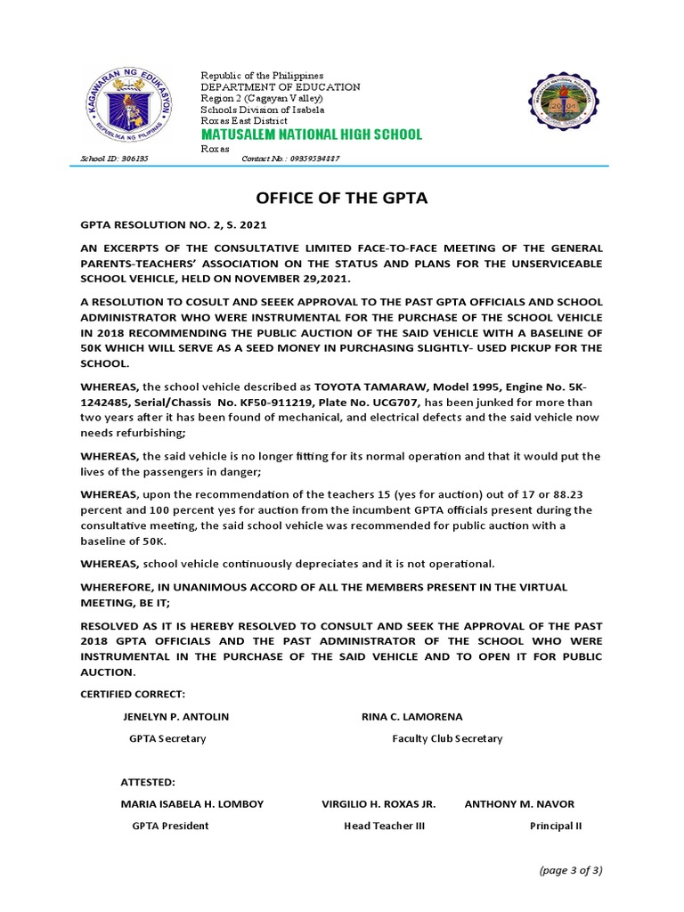 GPTA RESOLUTION NO Vehicle | PDF | Manufactured Goods | Transport