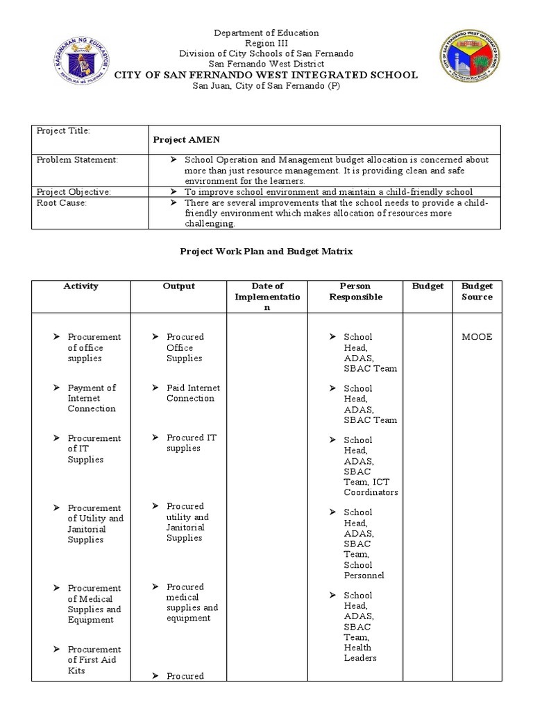 Project AMEN Budget Matrix Overview | PDF | Procurement | Economies