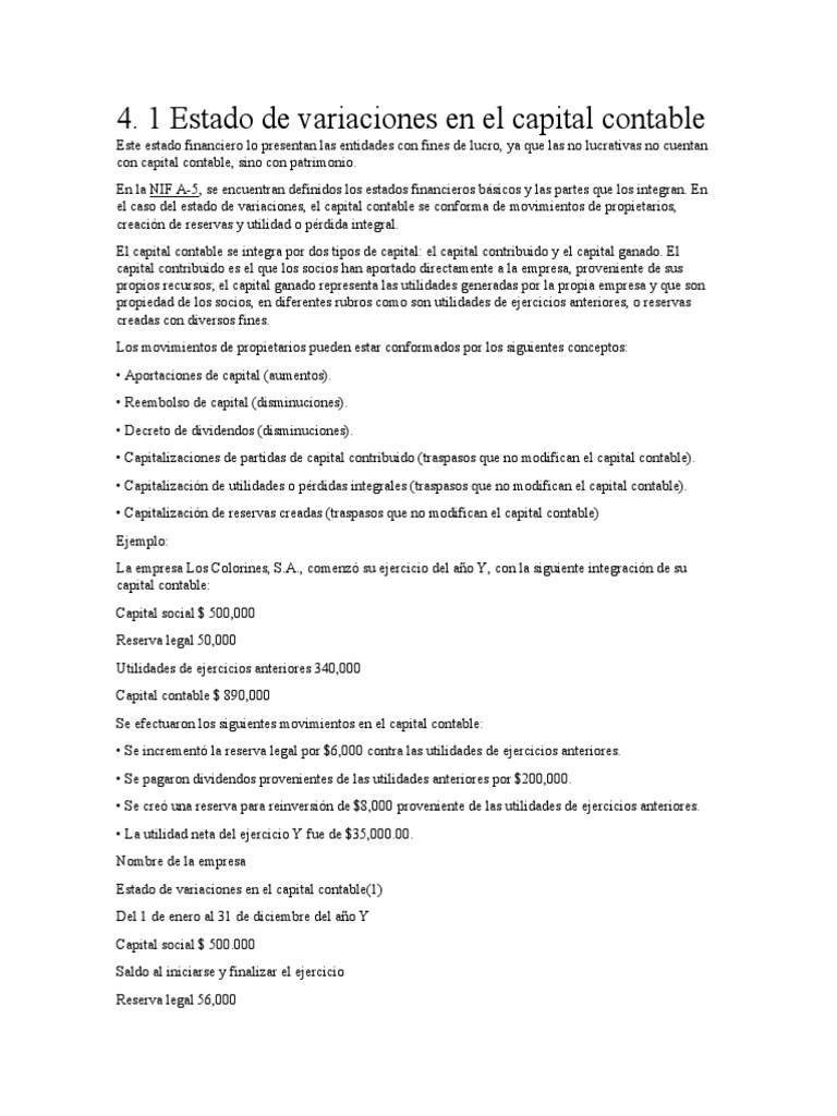 Estado de Variacion en El Capital Contable PDF Estado de flujo de efectivo Inflación