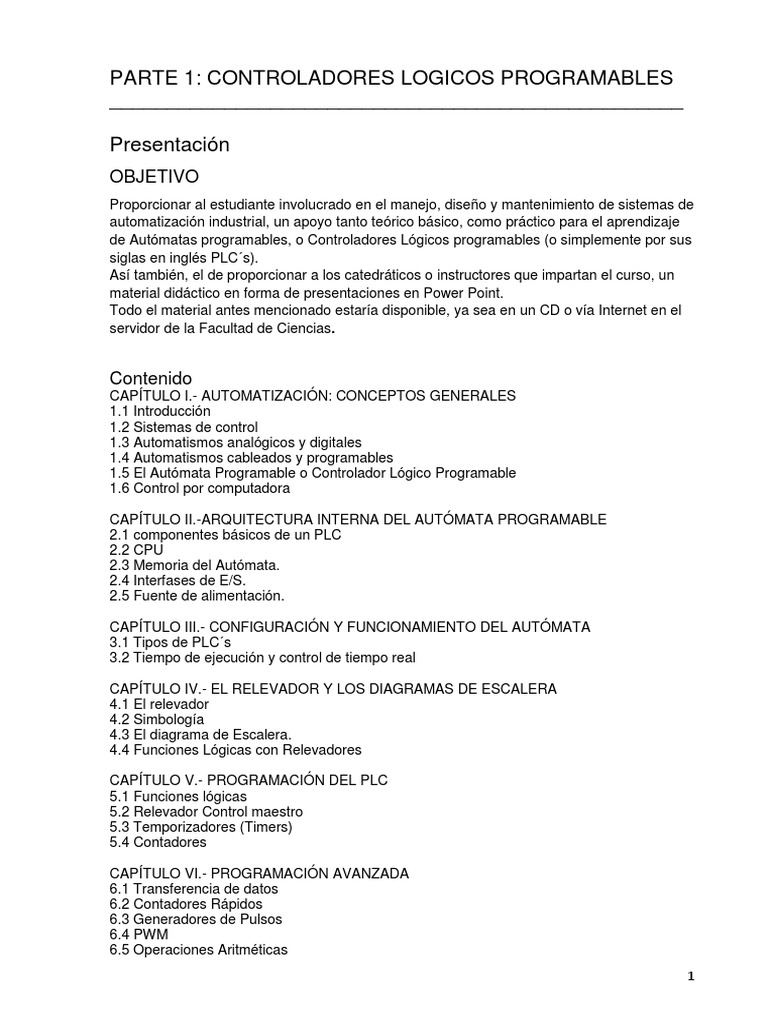 Parte 1-PLC | PDF | Controlador lógico programable | Lenguaje de ...