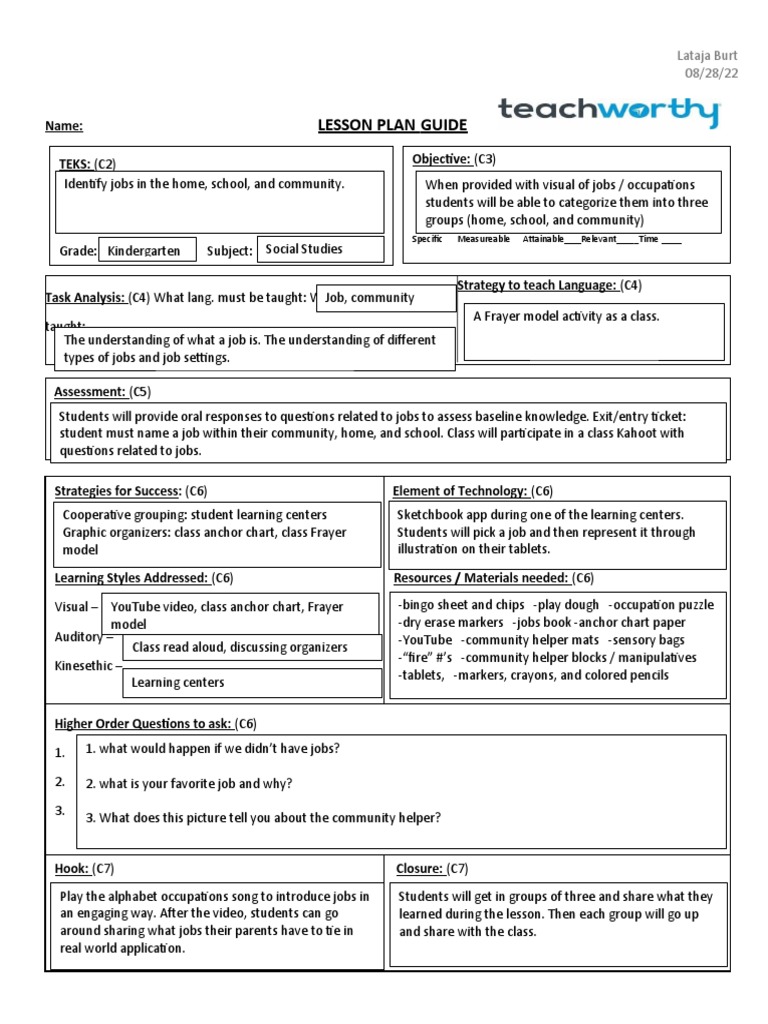 final teachworthy lpg assignment 2 | PDF | Lesson Plan | Learning