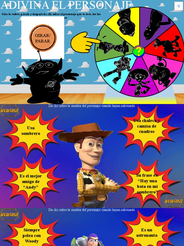 TOY STORY-ADIVINA EL PERSONAJE-dia Del Niño-Tmb Sirve para La Descripción |  PDF, image size:768x1024
