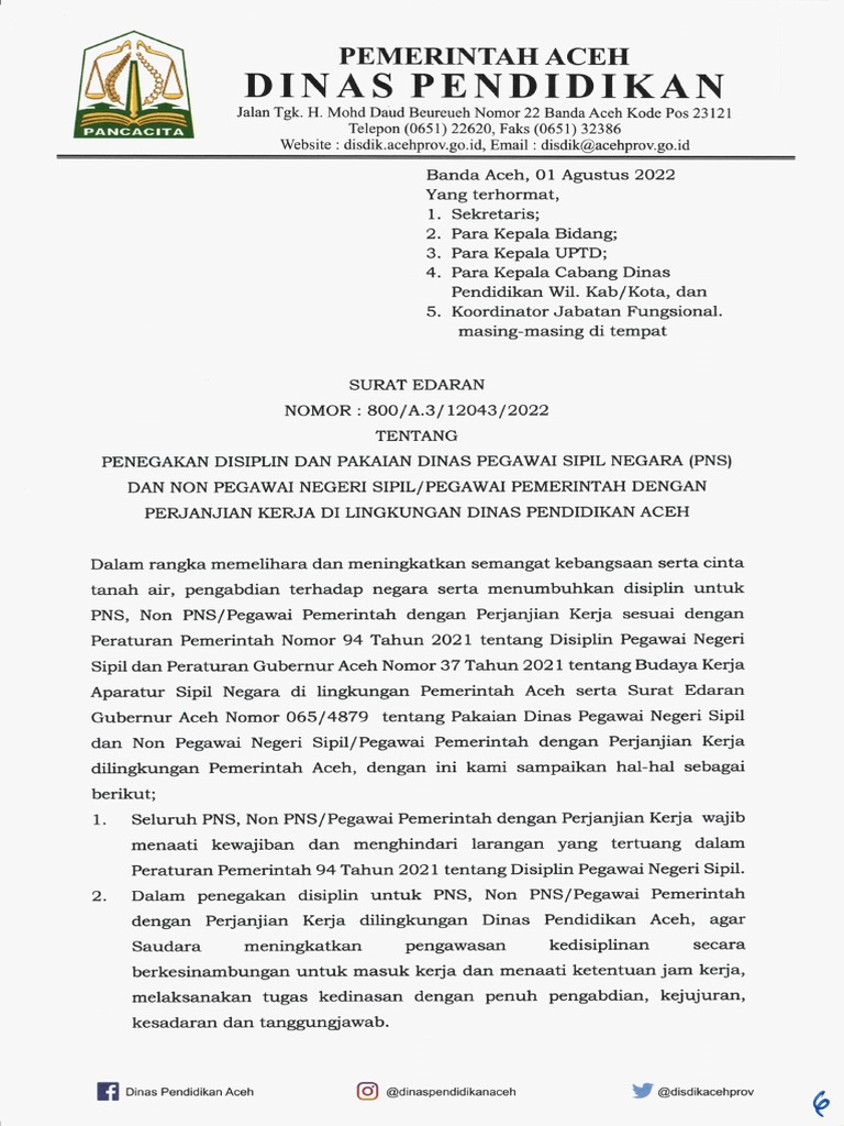 Surat Edaran Disiplin | PDF