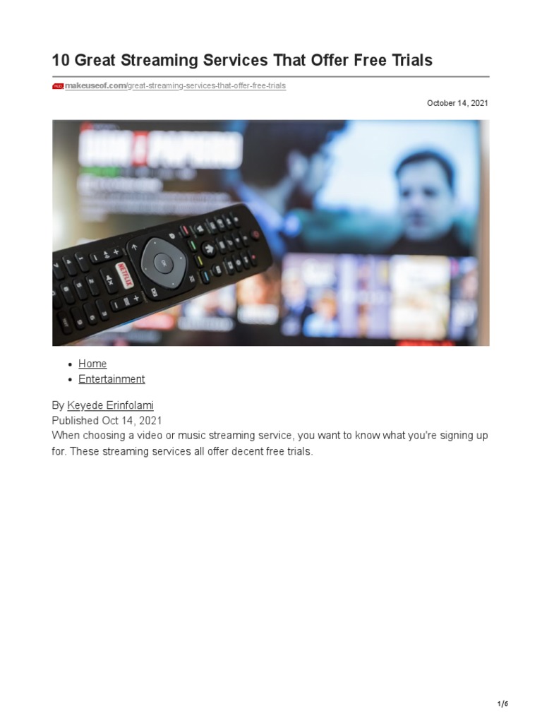 free trials for streaming services