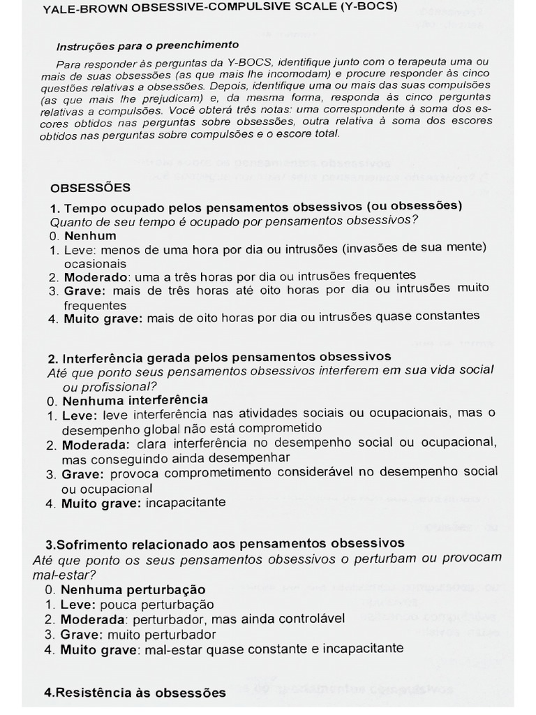 Yale Brown Obsessive Compulsive Scale y Bocs PDF