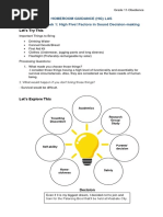 Let's Try This: Homeroom Guidance (HG) Las Quarter 2 - Week 1: High Five! Factors in Sound Decision-Making