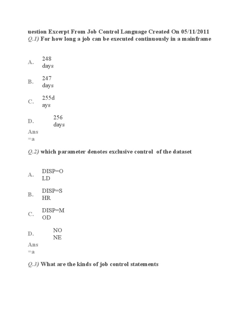 JCL Job Control Language FAQs | PDF | Parameter (Computer Programming ...