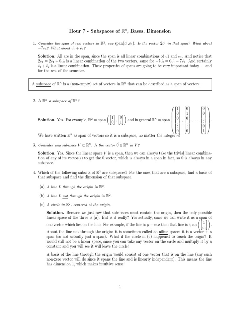 Understanding Subspaces in Rn | PDF | Linear Subspace | Vector Space