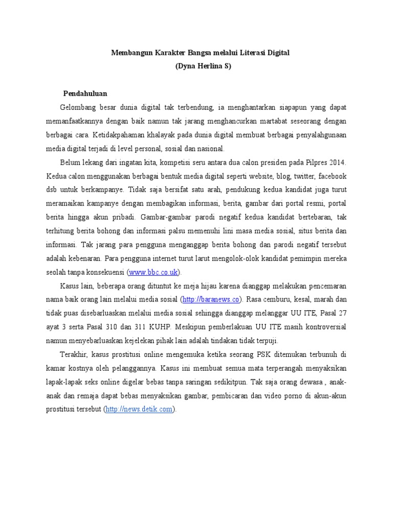 Membangun Karakter Bangsa Melalui Literasi Digital Pdf