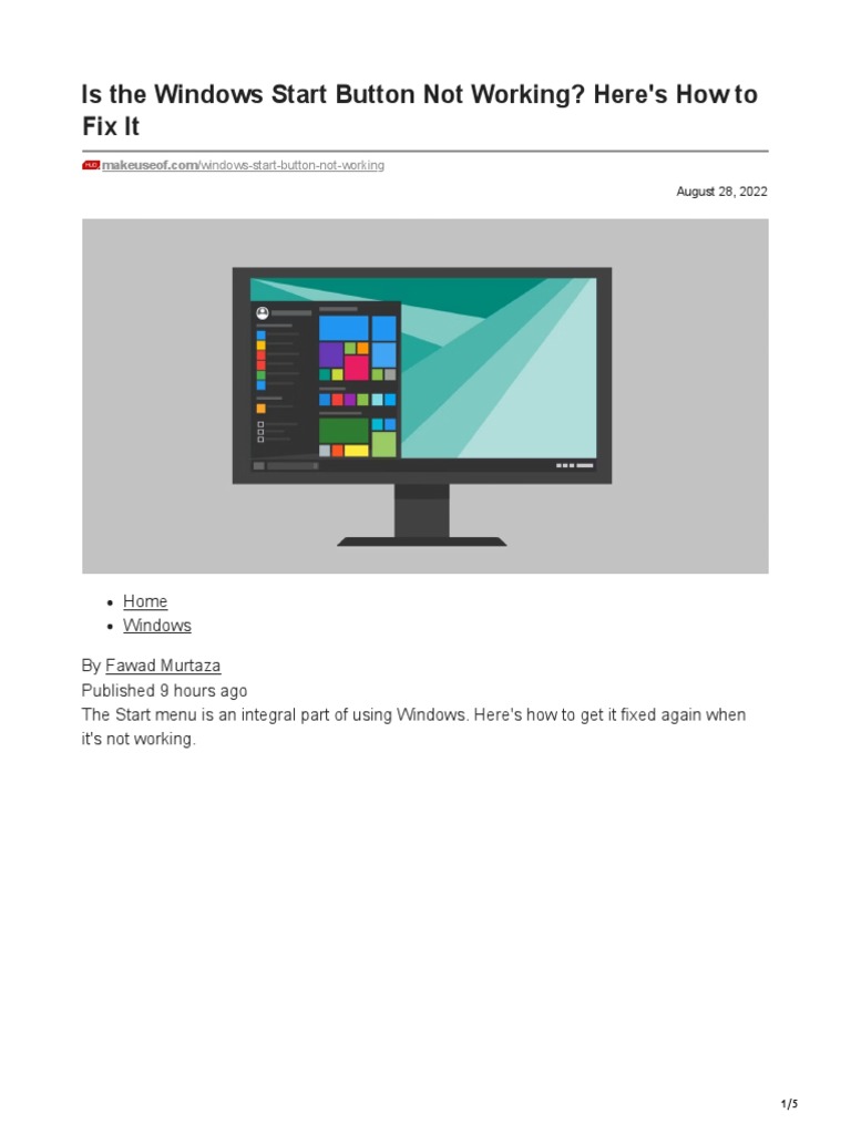 Is The Windows Start Button Not Working Heres How To Fix It PDF